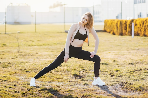 Young athlete exercising outdoors