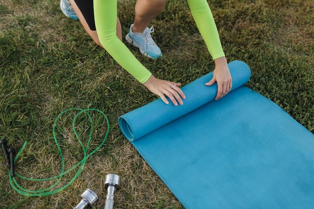 Young athletic girl resting after a workout