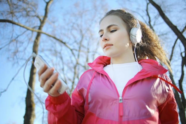 young athletic girl on a walk in the park