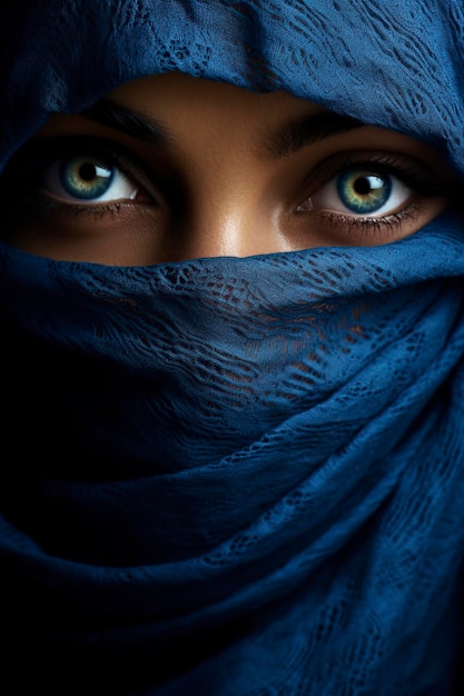 young and attractive Muslim woman in a blue hiyab