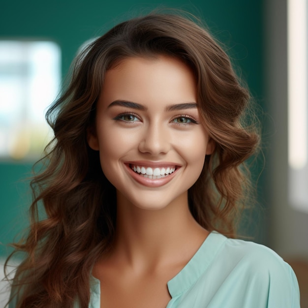 a young attractive women smiling in the style of smooth