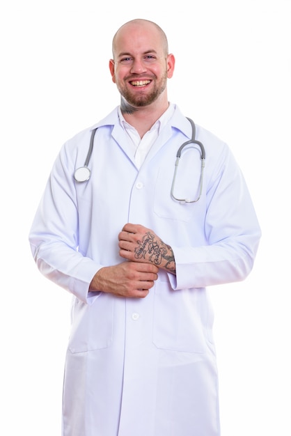  young bald muscular man doctor