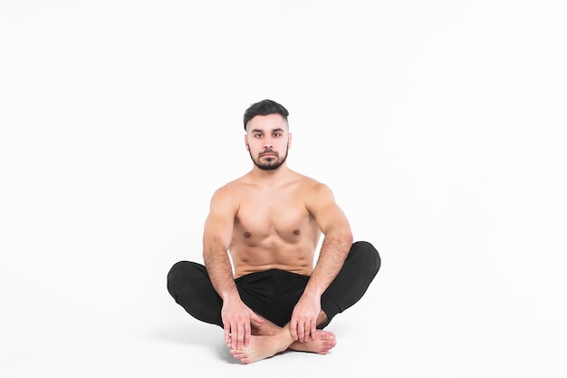 Young , ballet man sitting on out on lotus