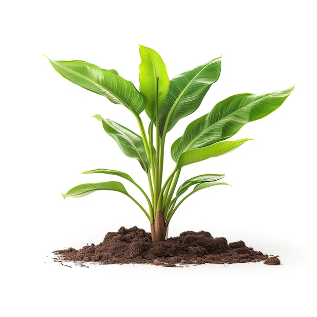 Photo young banana plant isolated on white background