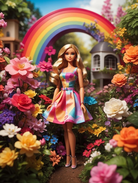 A young barbie standing world best garden