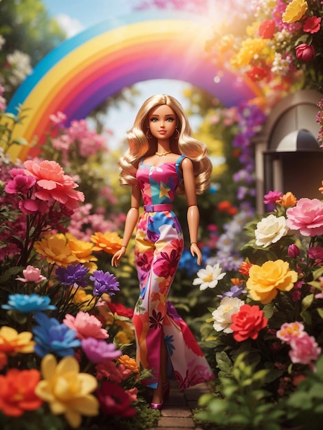 A young barbie standing world best garden