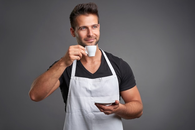 A young barista man