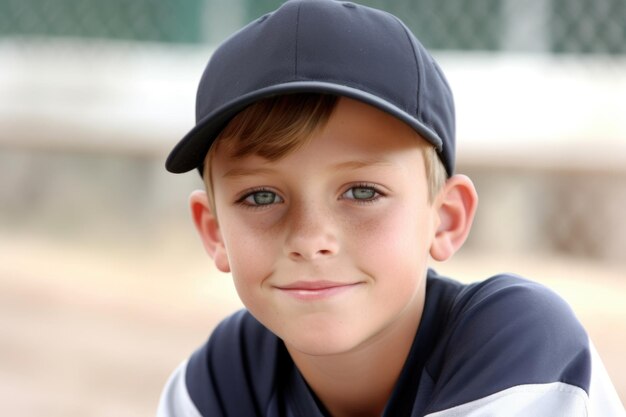 A young baseball player looking at the camera created with generative ai