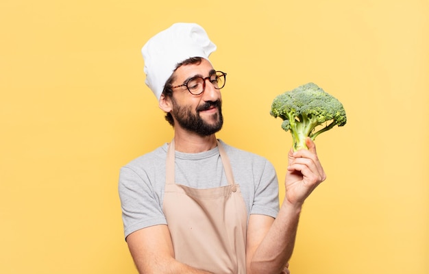 young bearded chef man happy expression