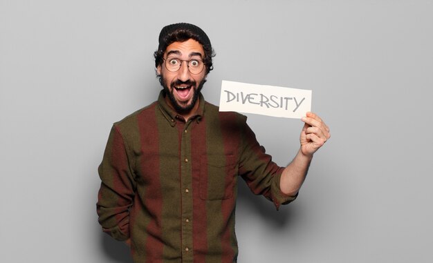 Young bearded man diversity concept