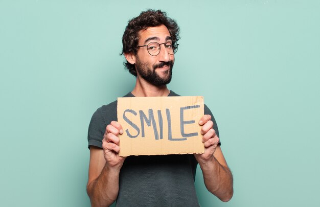 Young bearded man smile concept