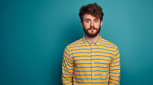 Young bearded man with a striped shirt