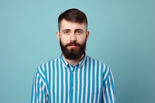 Young bearded man with striped shirt