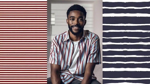 Young bearded man with striped shirt