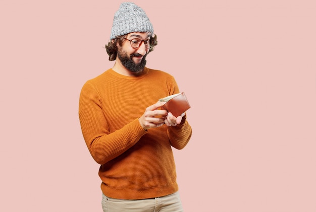 Photo young bearded man with a wallet