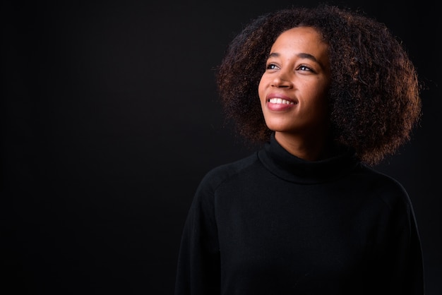 young beautiful African woman with Afro hair black