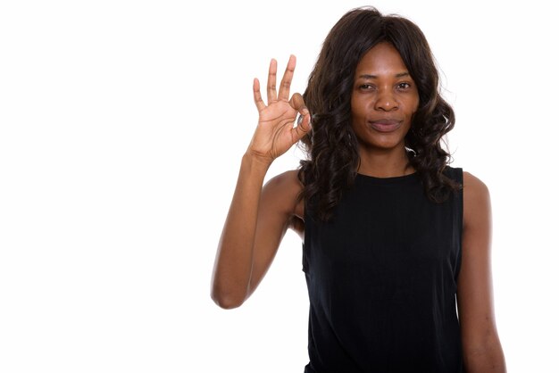 young beautiful African woman with wig