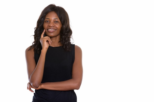 young beautiful African woman with wig