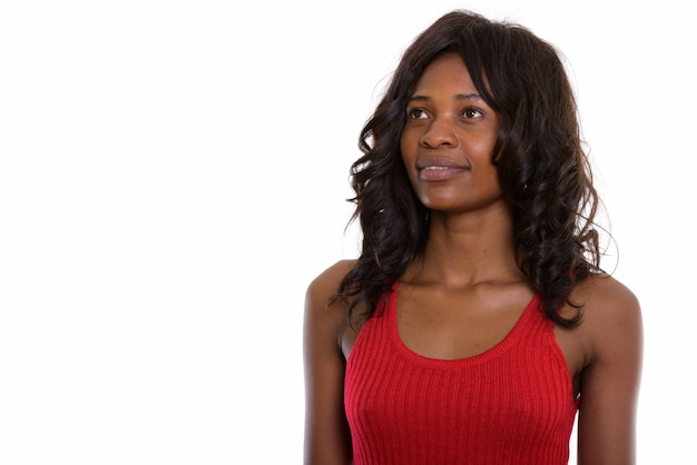 young beautiful African woman with wig