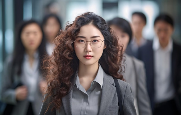 Young beautiful Asian female manager in elegant business suit Generative Ai