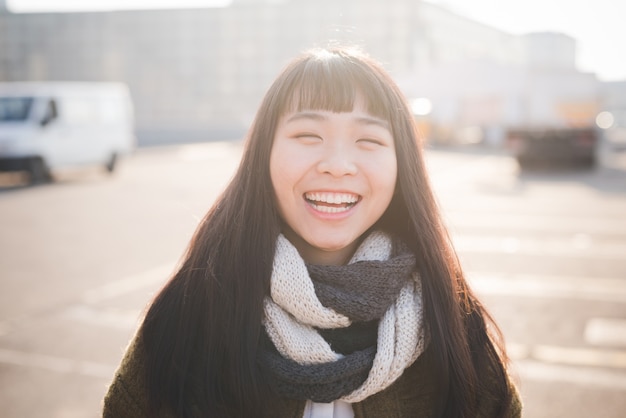 young beautiful asian hipster woman