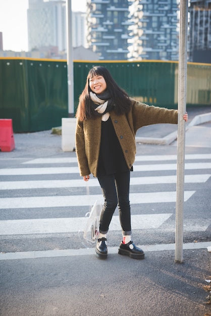 young beautiful asian hipster woman