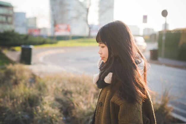 young beautiful asian hipster woman