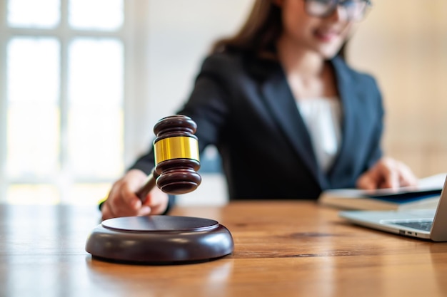 Young beautiful Asian woman lawyer who working in the office