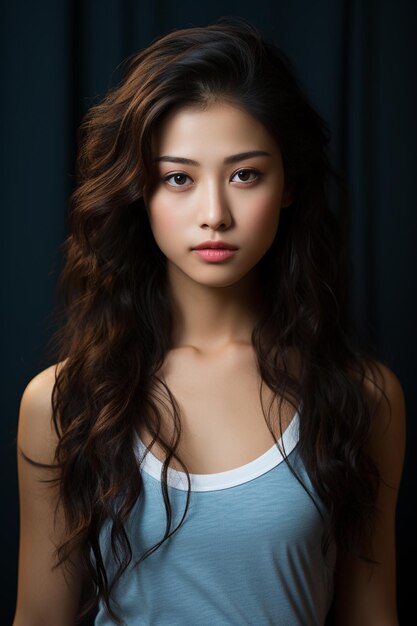 Young beautiful Asian woman with korean makeup style on face and perfectly clean skin and beautiful