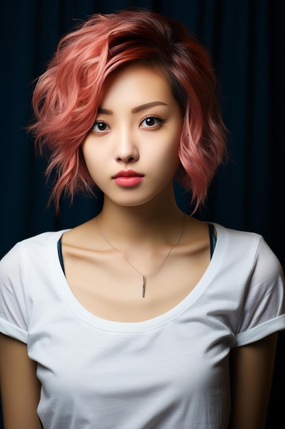 Young beautiful Asian woman with korean makeup style on face and perfectly clean skin and beautiful