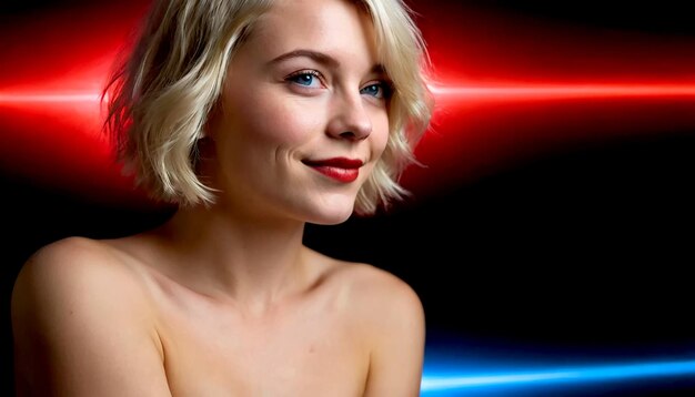 Young beautiful blonde woman with short hairstyle