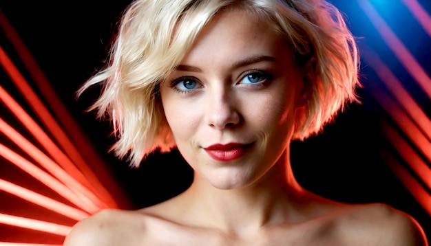 Young beautiful blonde woman with short hairstyle