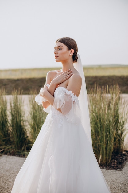 Young beautiful bride on her wedding