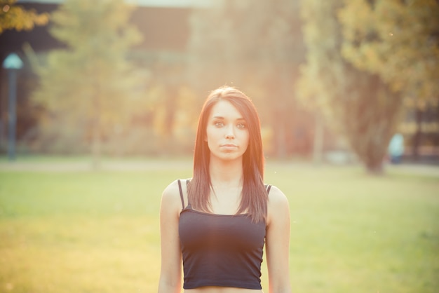 young beautiful brunette straight hair woman