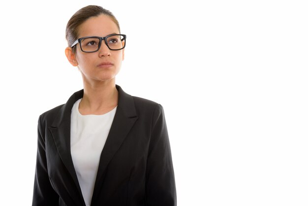 young beautiful businesswoman wearing eyeglasses