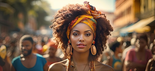 Young beautiful caribbean girl posing on street