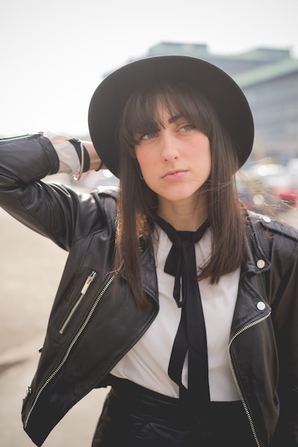 Young beautiful caucasian brown hair woman