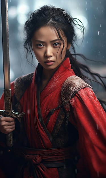 A young Beautiful Chinese Worrier Girl