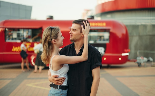 Young beautiful couple spending time together