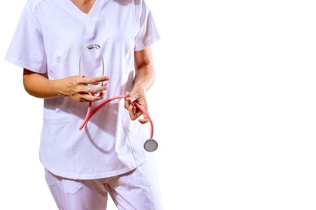 Young and beautiful doctor holding stethoscope Covid19 coronavirus outbreak health workers and pandemic concept Copy space