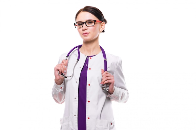 Young beautiful female doctor isolated