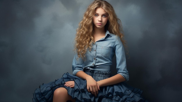 young beautiful girl in jeans