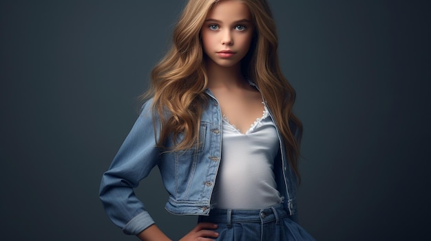 Photo young beautiful girl in jeans