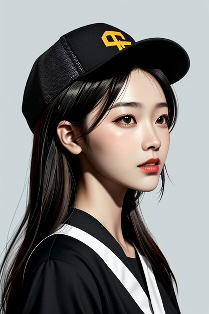 美しい顔の特徴を持つ帽子をかぶった若い美しい女の子 モデル美しさ 壁紙の背景