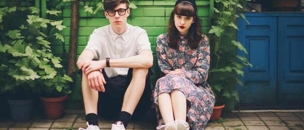 young beautiful hipster couple in love sitting on old city street summer europe vacation young