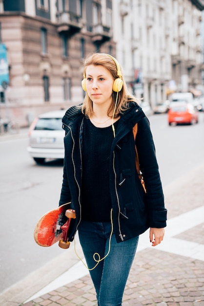 young beautiful hipster sporty blonde woman