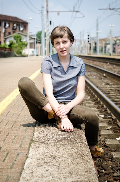 Photo young beautiful hipster woman