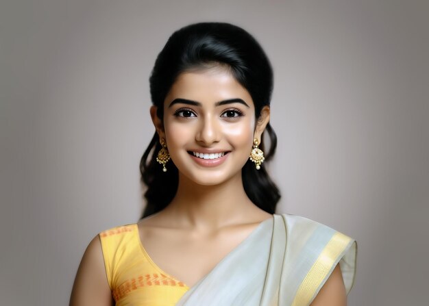 young beautiful indian girl in traditional wear saree