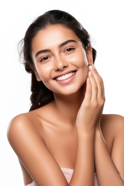 Young and beautiful indian model in skin care concept