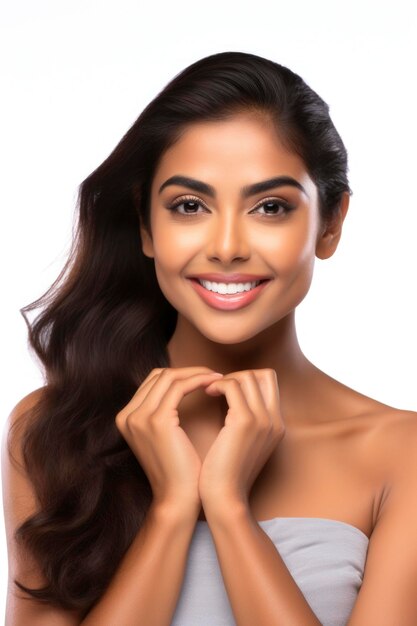 Young and beautiful indian model in skin care concept